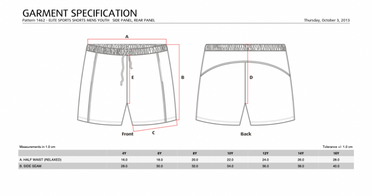 East Torrens CC - East Torrens Sublimated Training Shorts Junior